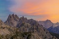 View from Tre Cime di Lavaredo peaks, Dolomiti Alps